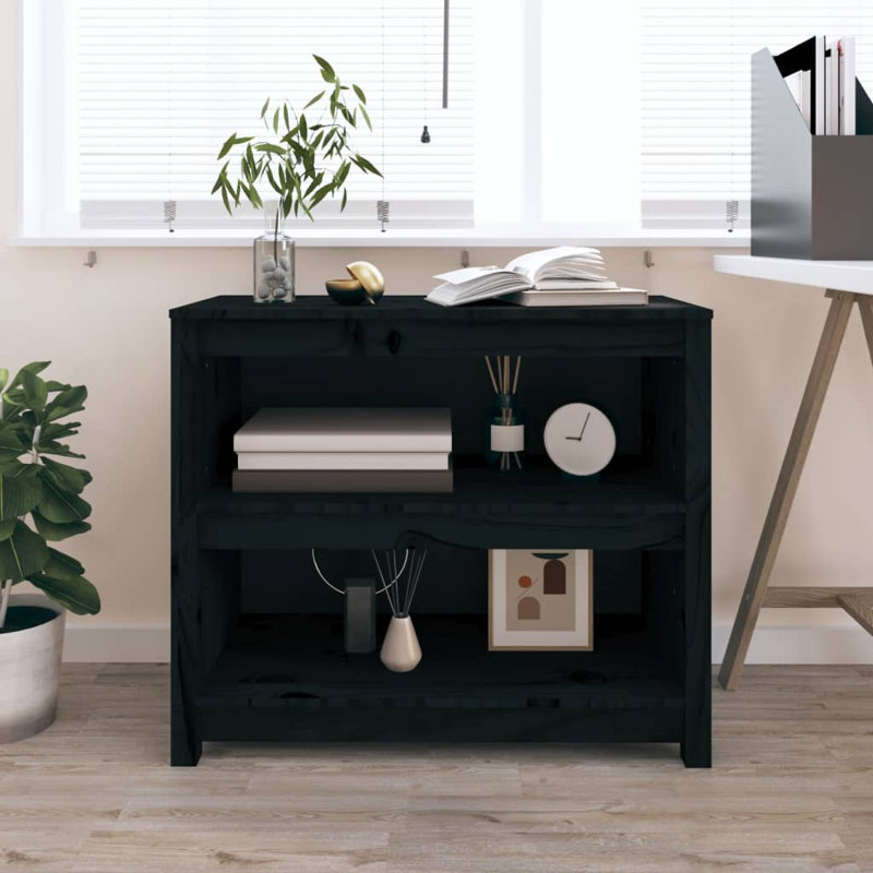 Cleta 68cm H Solid Wood Standard Bookcase, 68cm H x 80cm W x 35cm D, Black