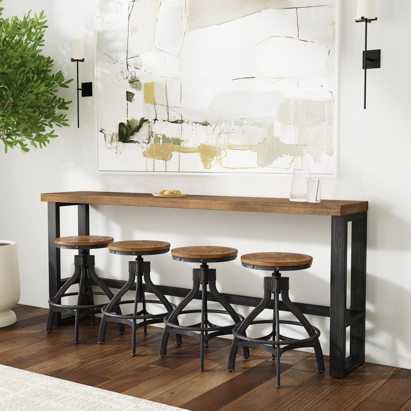 Ensemble bistro et tabouret 4 personnes Kerome, Brun