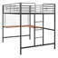 Lit mezzanine double en métal avec bureau et grille en métal, noir