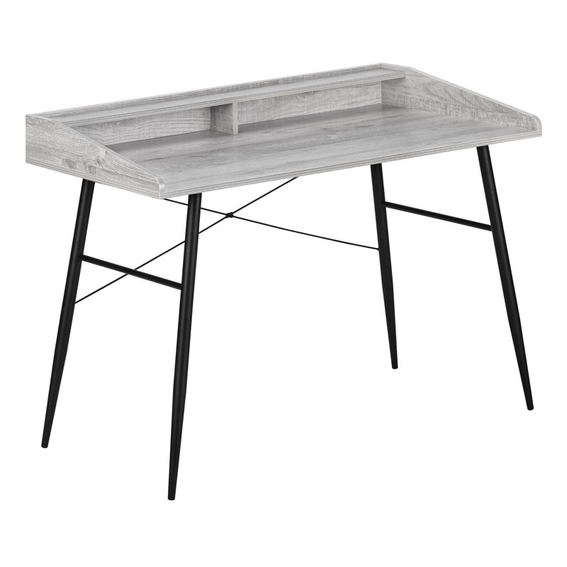 Bureau d'ordinateur, bureau personnel, ordinateur portable, tablettes de rangement, L 48 po, bureau, métal, Gris clair