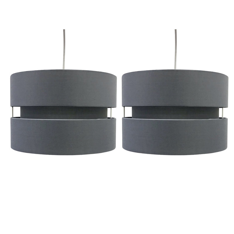 Bright 19cm H Cotton Drum Pendant Shade, Grey