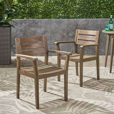 Set Of 2 Acacia Wood Patio Armchair