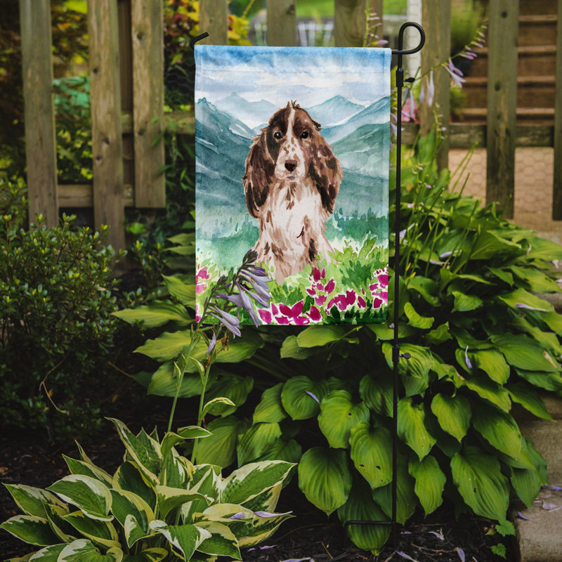 Yorkshire terrier yorkie à 2 côtés en polyester 15 x 11,5 po mountain fleurs drapeau de jardin, Épagneul (moka)