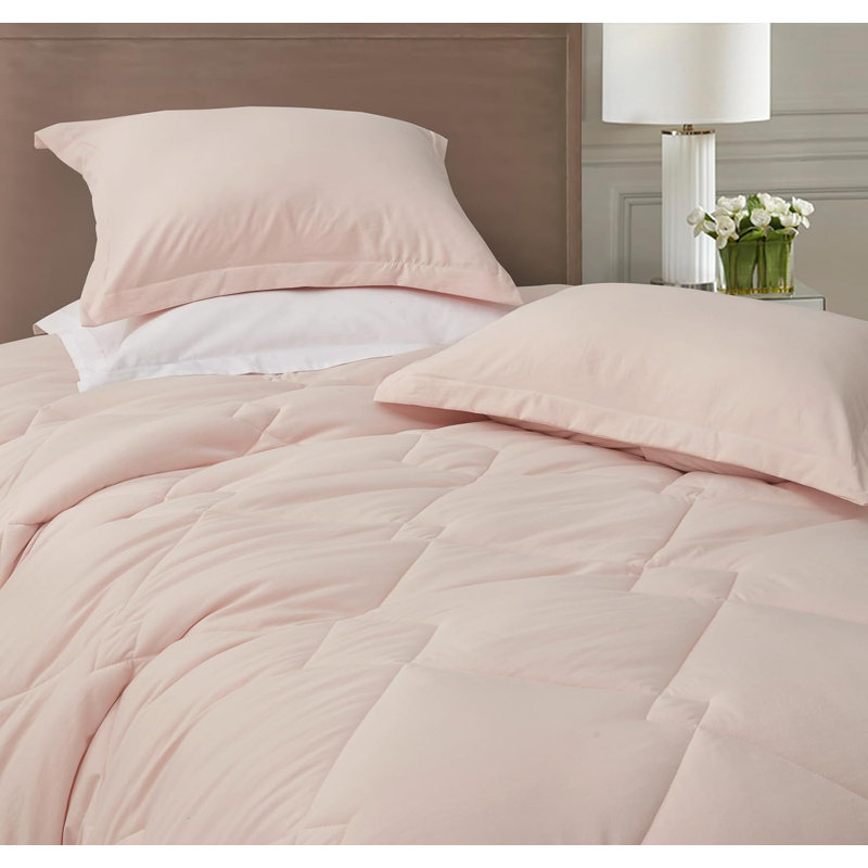Blush Pink Twin XL Reversible Down Alternative Microfiber Comforter Set