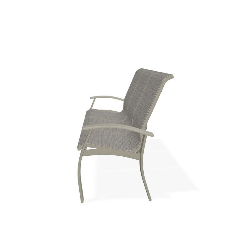 Belle Isle Sling Aluminum Frame 3-Seat Sofa with Marine Grade Polymer Arm Accent, Burke, Storm