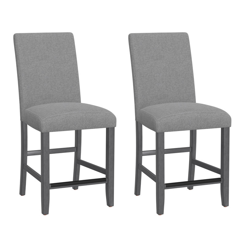 Tabourets de bar rembourrés gris, ensemble de 2, Gris
