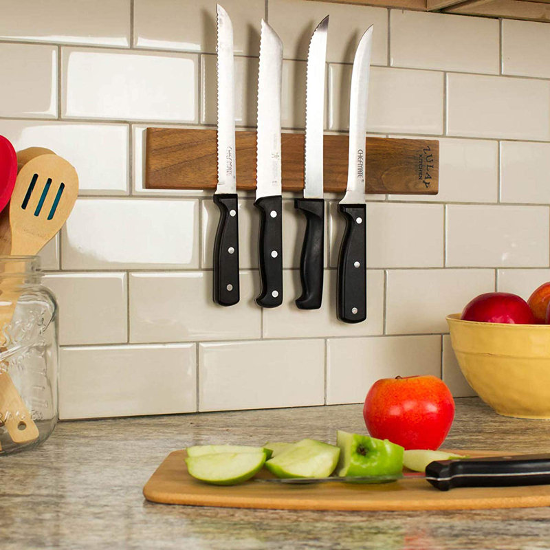 Zulay Kitchen Walnut Wood Magnetic Knife Holder