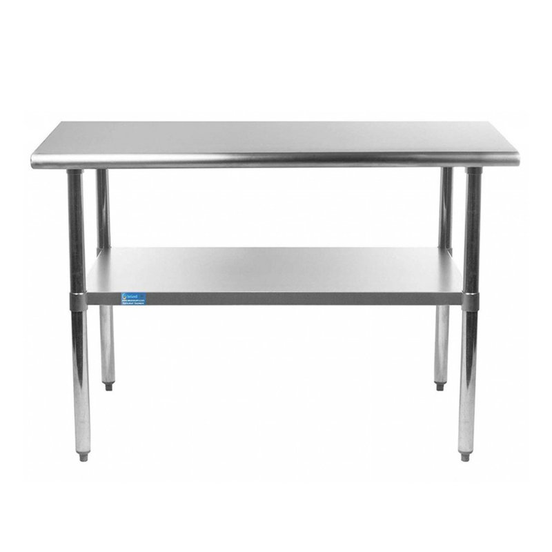 Table de préparation en acier inoxydable. Table de travail en métal de calibre 18 avec tablette inférieure. NSF