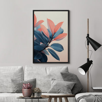 «Blue Leaves Branch», impression sur toile encadrée de chambre à coucher minimaliste simple