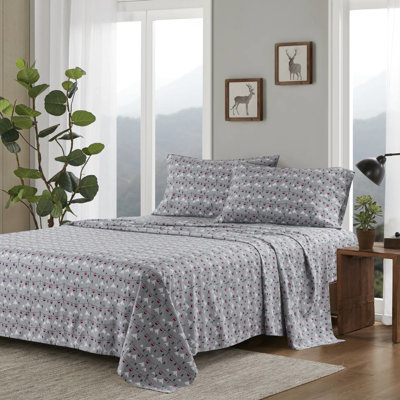 Saut à ski gris, drap-housse 4 pièces, flanelle 100% coton, drap-housse, lavable à la machine