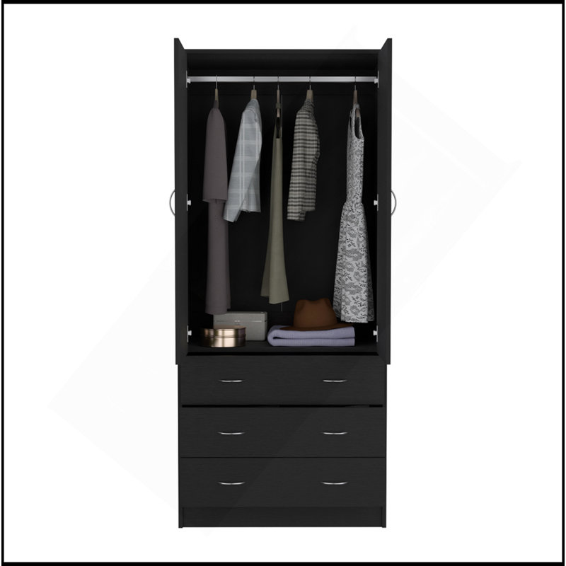 Armoire Ramey, chambre à coucher, noir, Noir