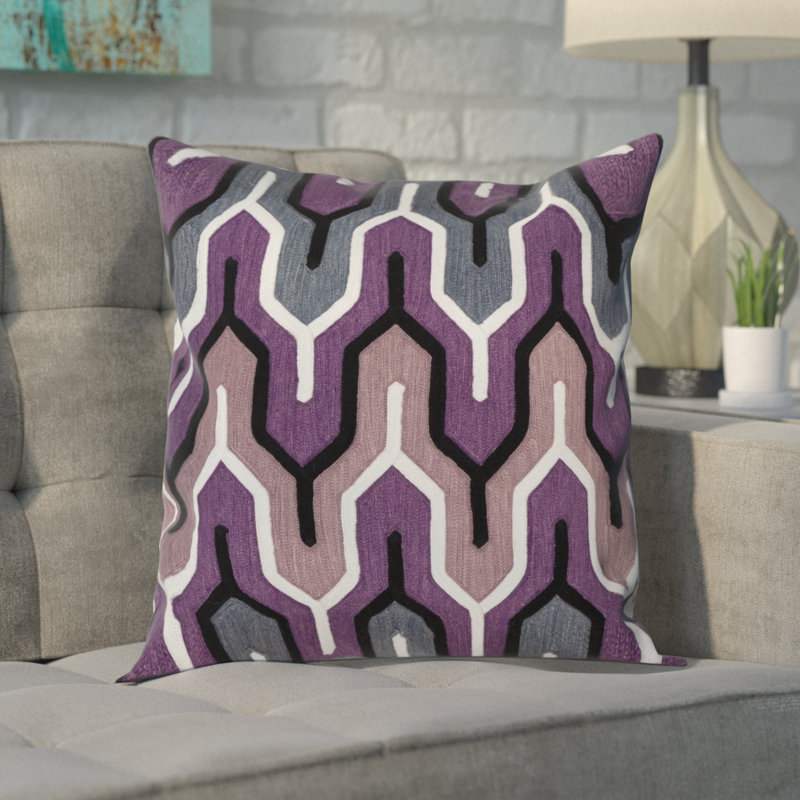 Luesing Geometric Square Throw Cushion, Small, Purple, Down