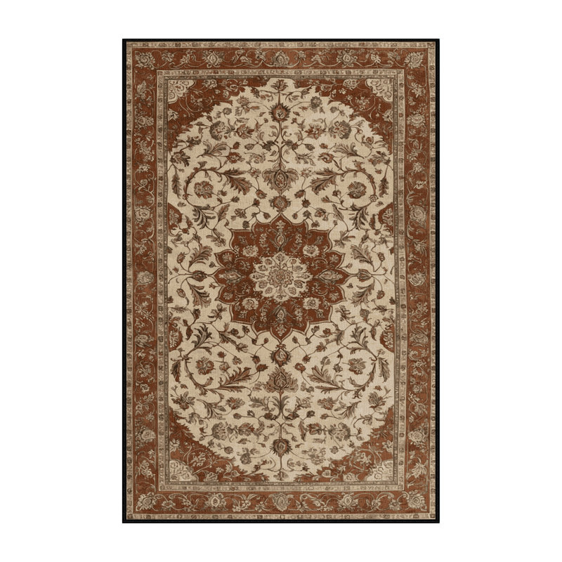 Machine Washable Persian Brown Area Rug, Runner 2' x 4'