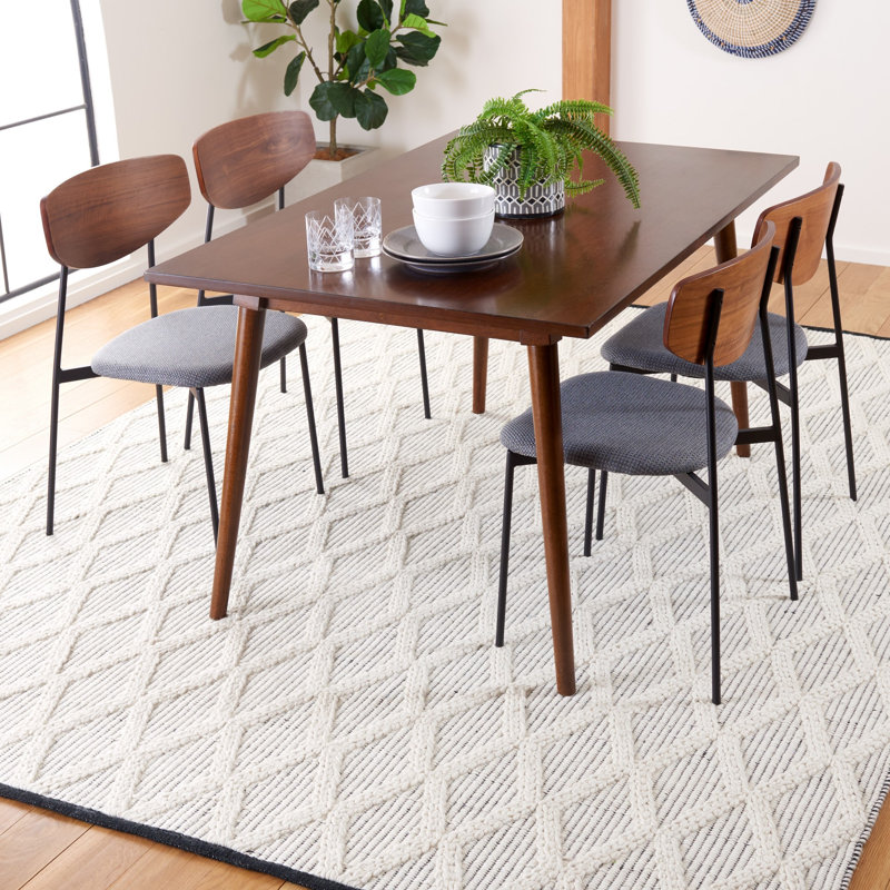 Javone Hand Woven Wool Geometric Rug, Rectangle 8' x 10'