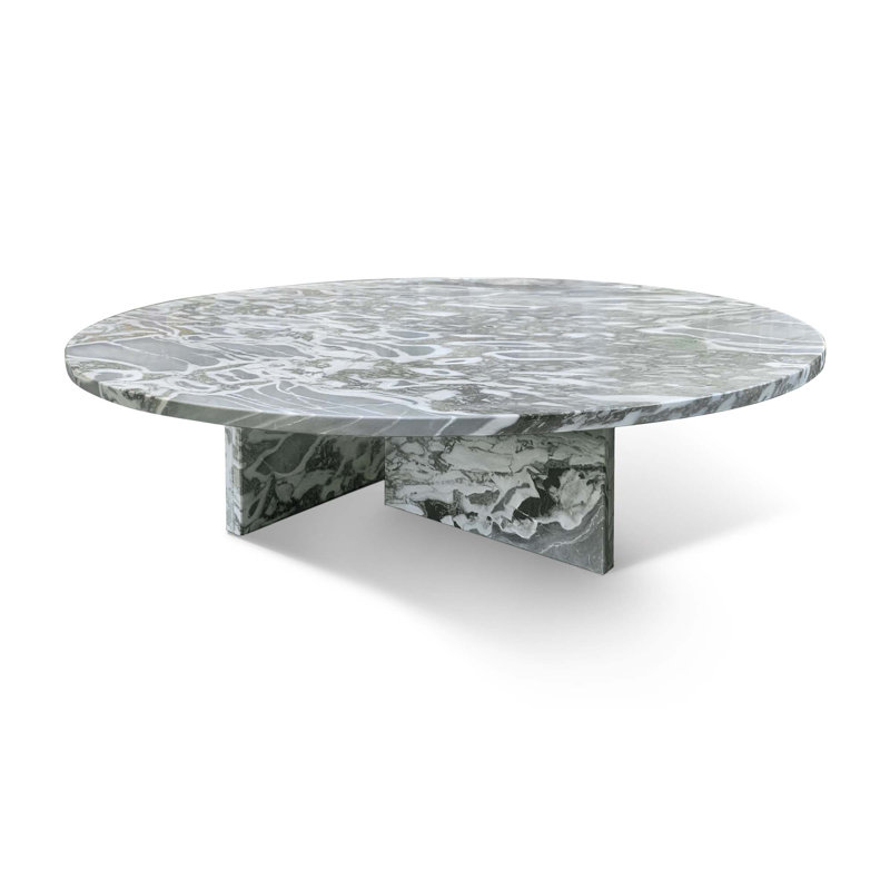 Table basse Marble Stone, Bleu/gris, H 9,8 po x l 35,4 po x P 35,4 po