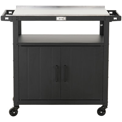 Stainless Steel Wicker Bar Cart with Stools