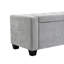 48 po gris avec rangement, bouton et losange cousu, conception moderne, cadre en bois massif, pieds carrés, peut supporter 350 lb, pour chambre à coucher, salon, utilisation comme commode, banc de rangement pour banc de fenêtre, coutures, doux