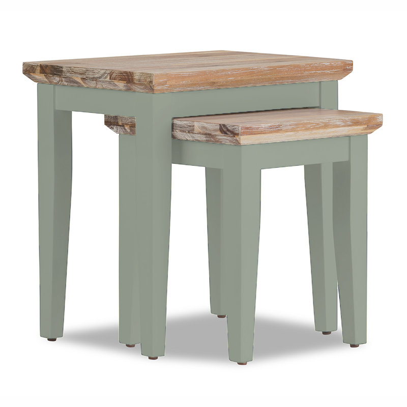 Doria Solid Wood Nesting Tables, Sage Green