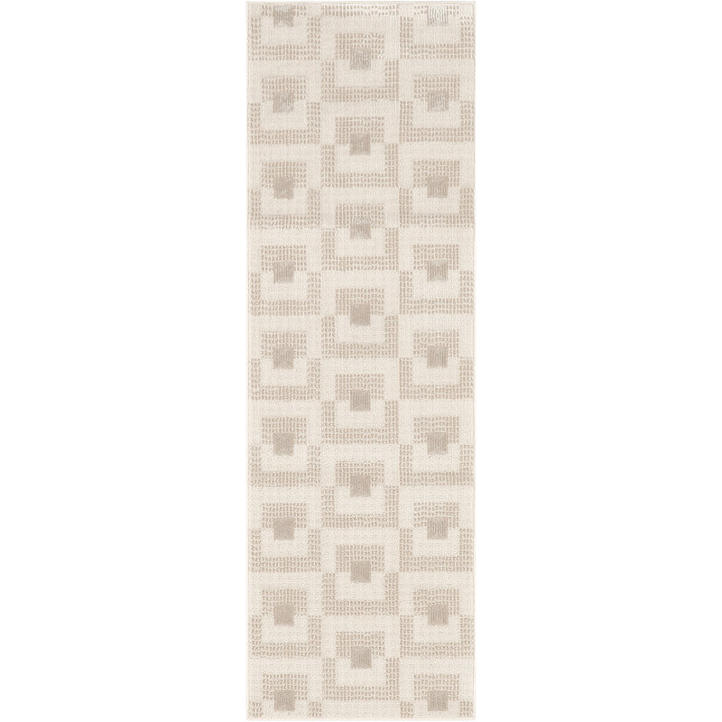 Ebern Designs Reimann Ivory Beige Modern Indoor Rug, Runner 2' x 6'
