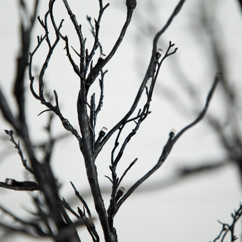 6 pi Arbre de Noël artificiel pré-éclairé avec brindilles noires d'Halloween avec 300 lumières DEL orange et mauves