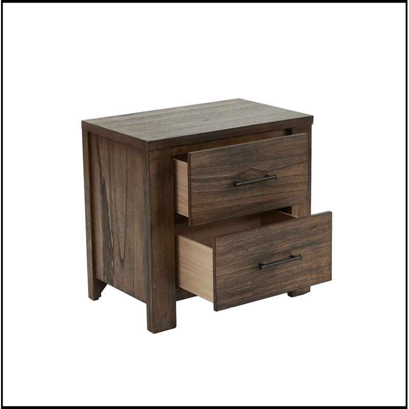 Table de chevet en bois avec 2 tiroirs