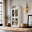 4-door Arched Bookshelf With Glass Doors For Living Room, Kitchen, Office