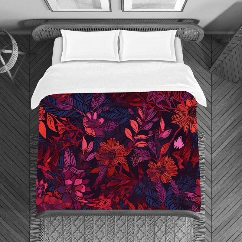 Literie , Mauve / rouge, Housse de couette pour lit simple