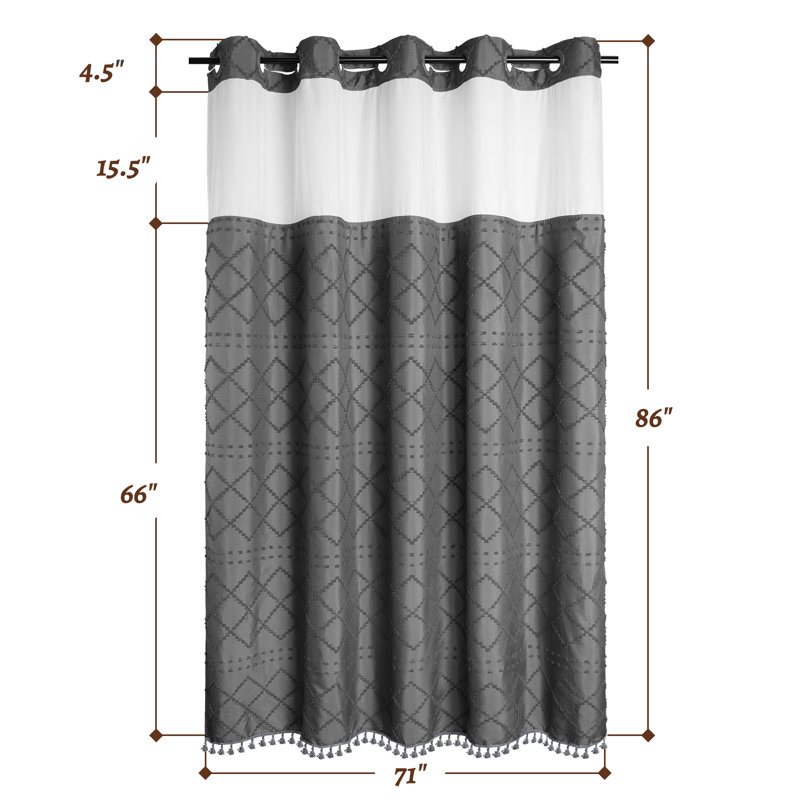 Rideau de douche Shorey, H 86 po x l 71 po, Gris foncé