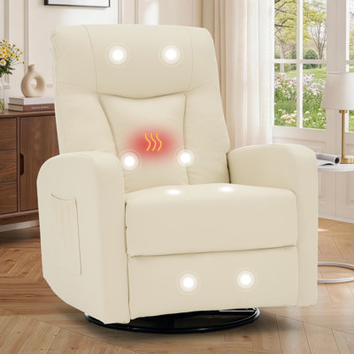 Recliner Chair, Swivel Rocker Recliner Chair with Heat and Massage,360°Swivel Recliner Chair for Adults with Side Pockets for Living Room