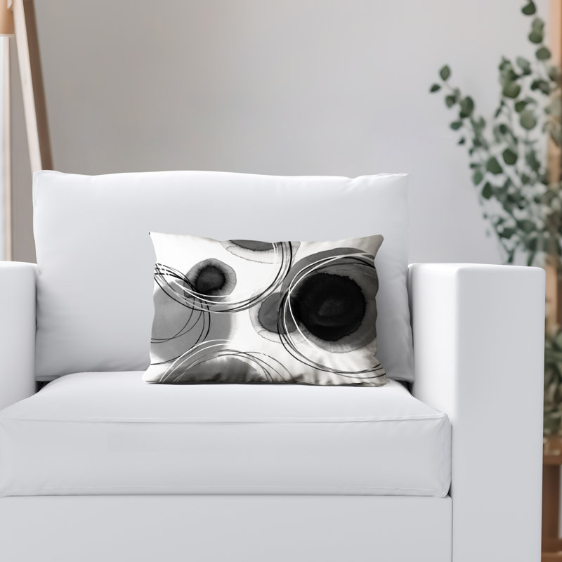 Abstract Rectangular Throw Pillow with Premium Polyester, 14''H x 10''W, Black/White