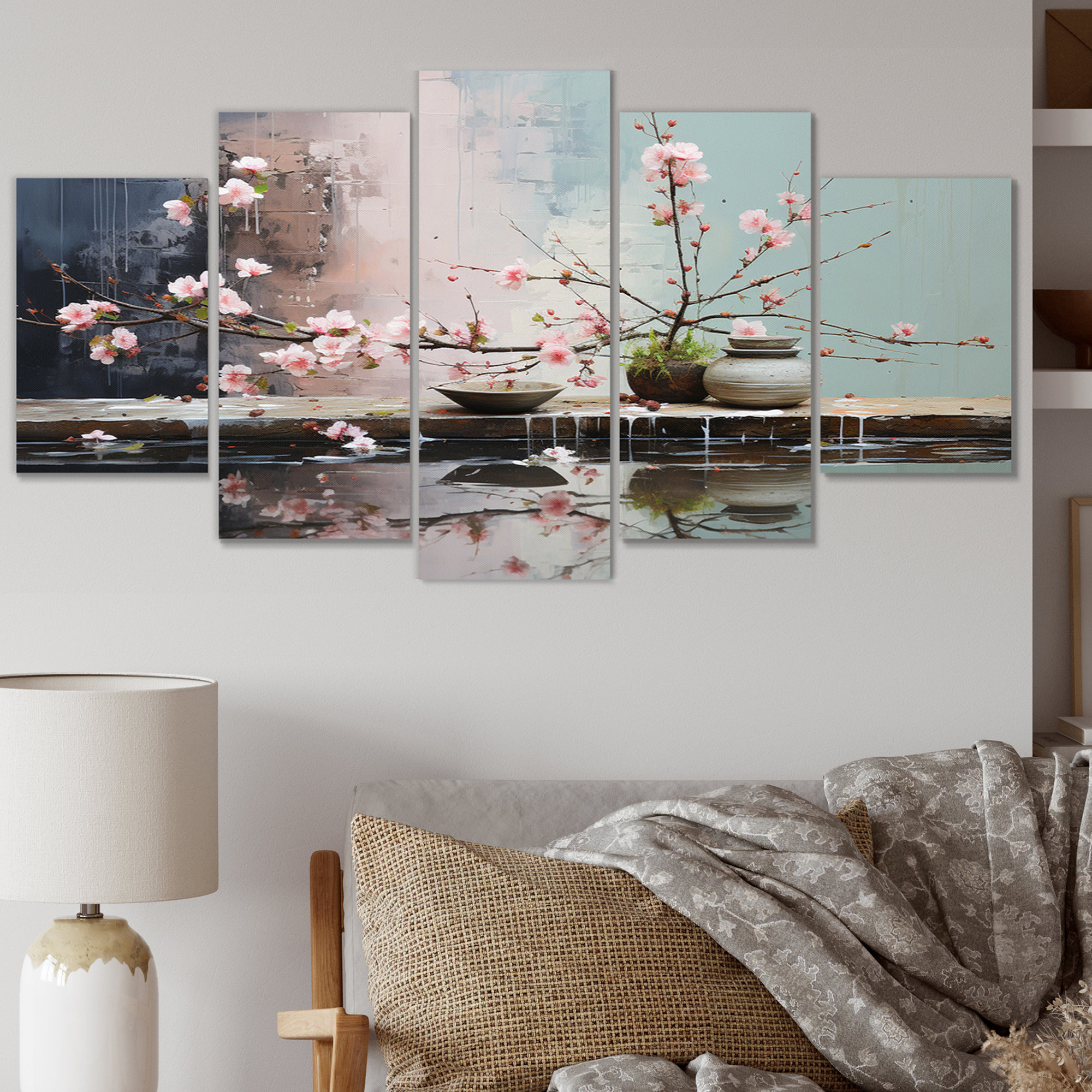 Winston Porter Asian Art Zen Garden II - 5 Piece Wrapped Canvas Print ...
