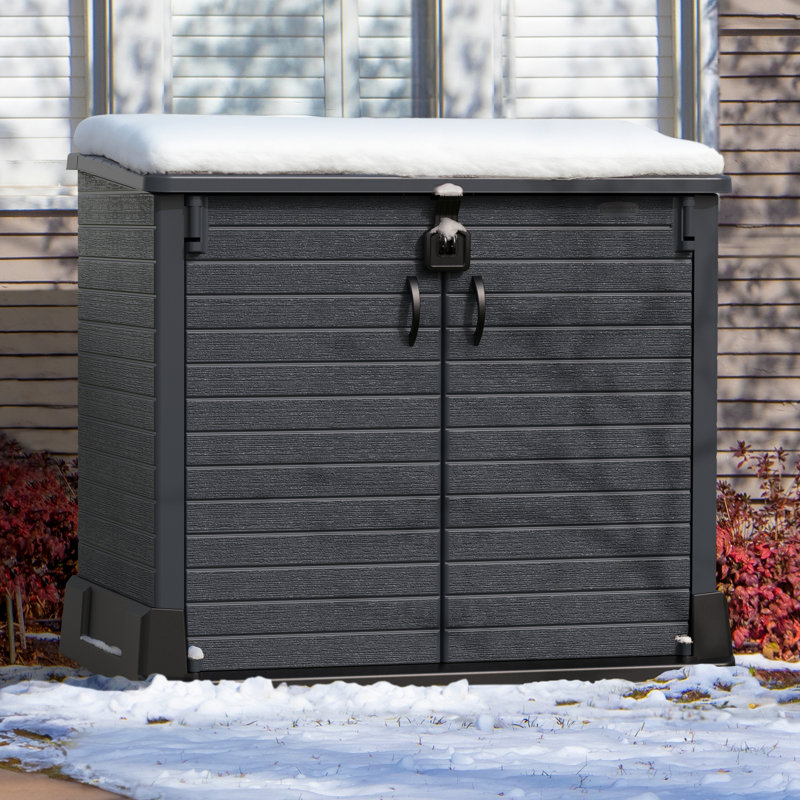 4 ft. 3 in. W x 2 ft. 5 in. D Plastic Horizontal Garbage Shed, Gray