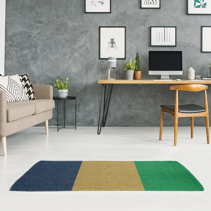 Tapis bleu/doré, Rectangle 3 pi x 5 pi