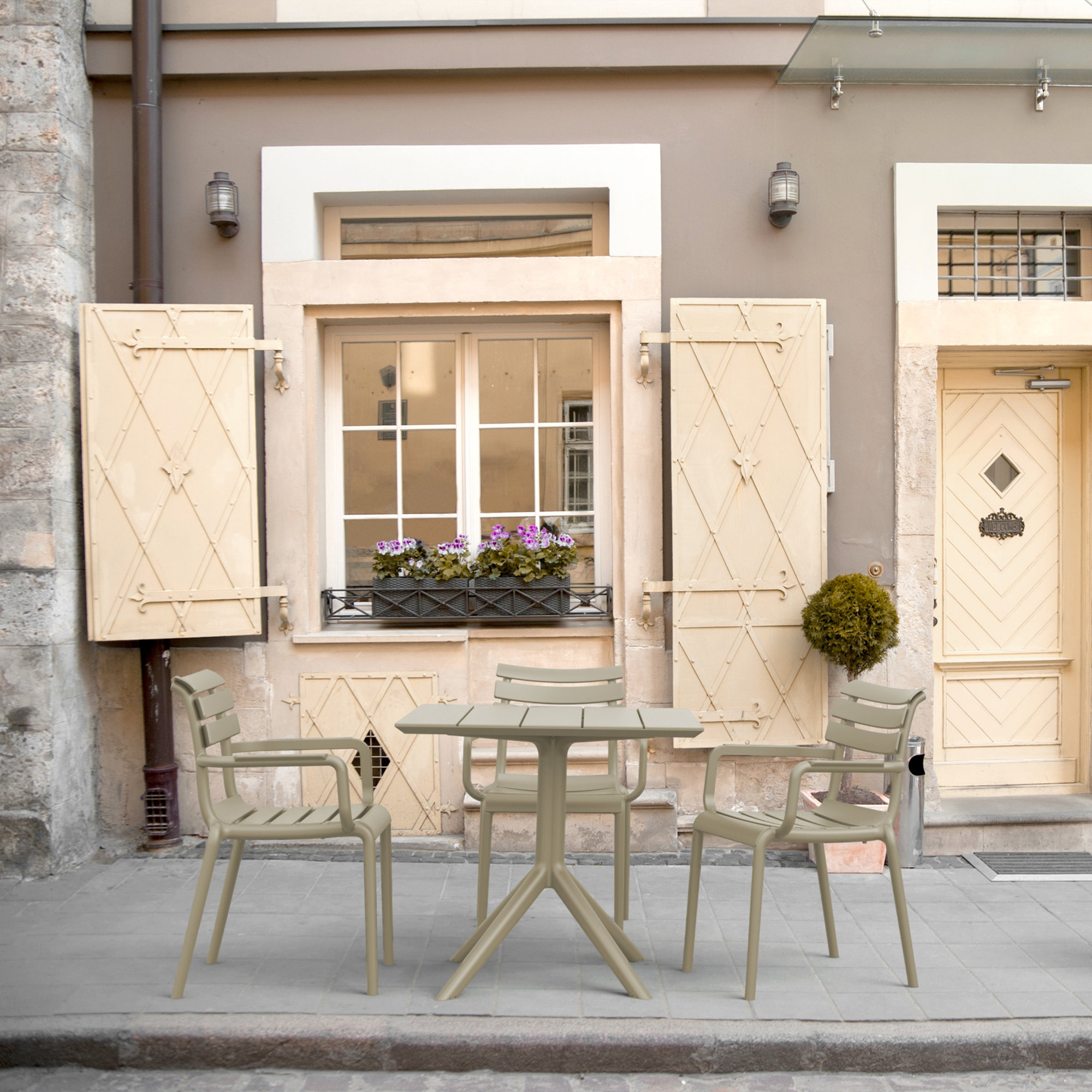 Paris Square Dining Table, Taupe, 29" H x 31.5" W x 31.5" D