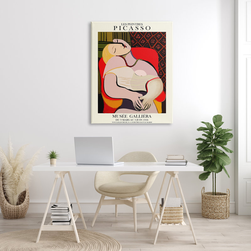 Chaise Picing, peinture abstraite traditionnelle Picasso, H 48 po x l 36 po, Toile tendue
