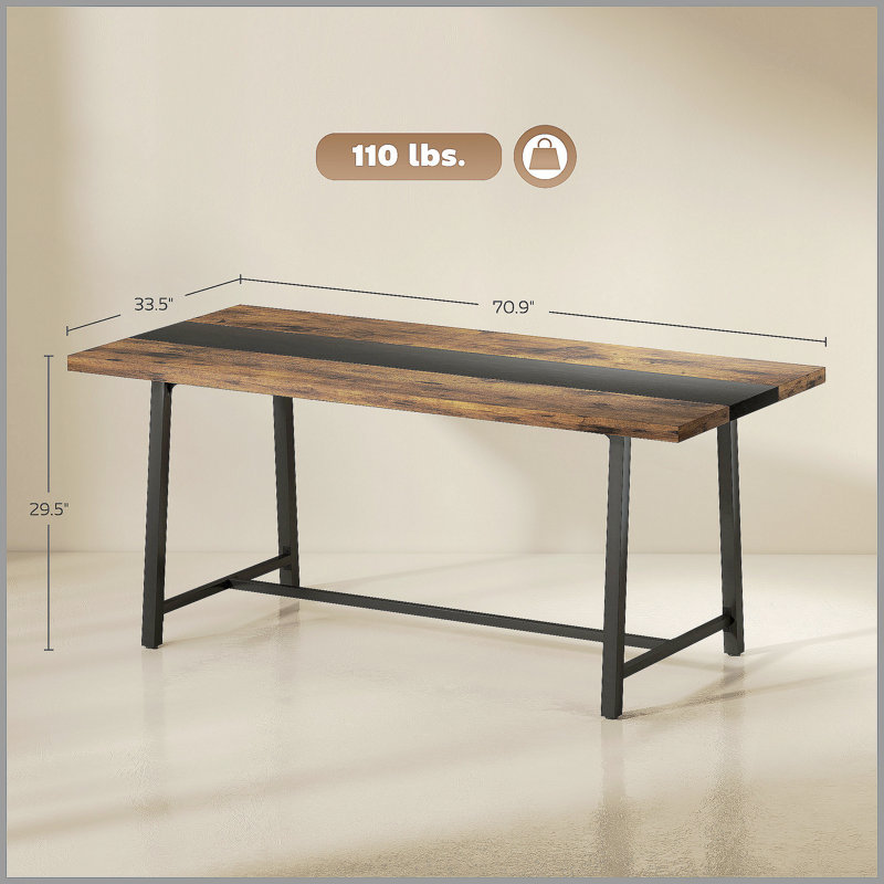 Longue table de salle à manger, table de cuisine avec grand plateau et pieds en acier, pour votre maison