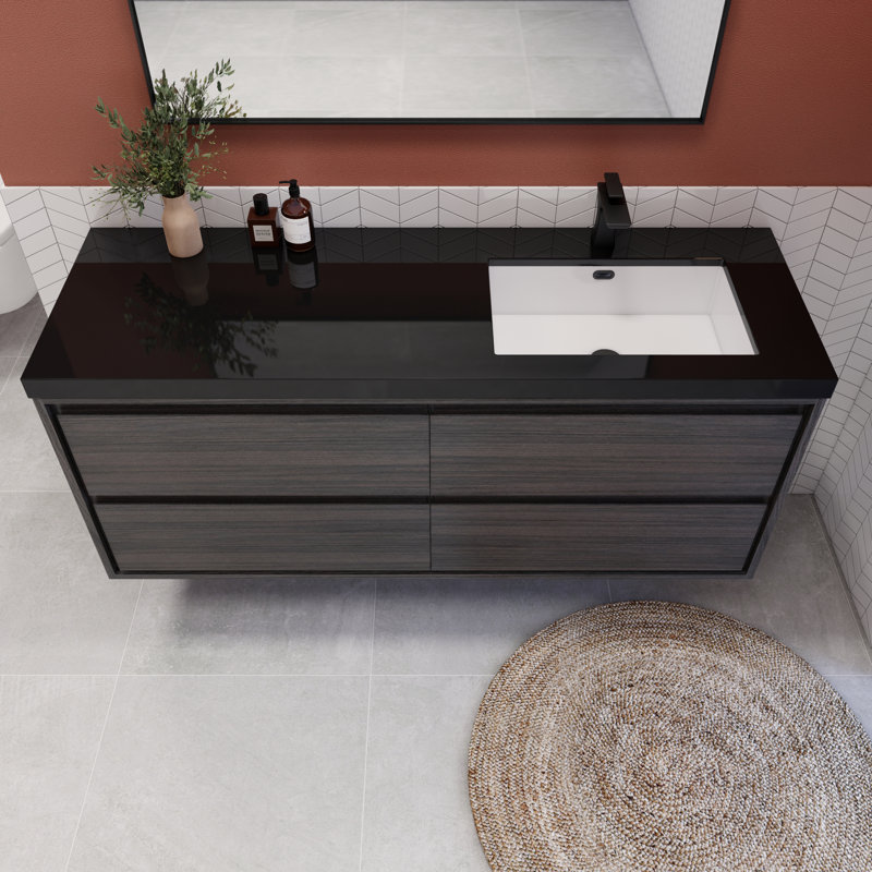 Ensemble de meuble-lavabo simple 60 po Vickye, Chêne gris