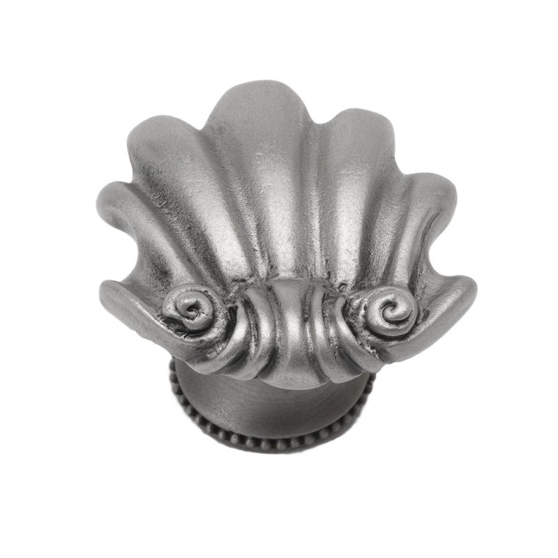 Bouton Aphrodite à coquille moyenne en mercure doré, Satin