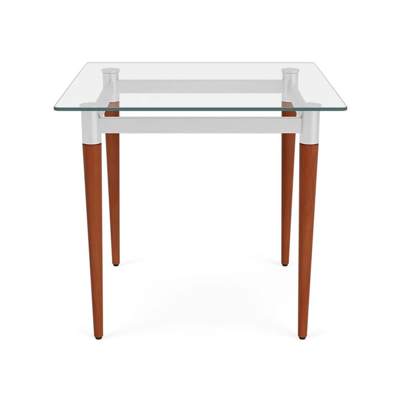 Siena Lounge Reception End Table - Glass Top, Cherry
