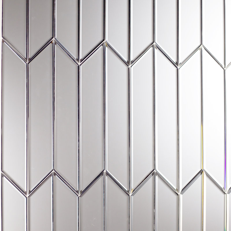 Carrelage mural de cuisine et de salle de bain à miroir en verre givré biseauté 3 po x 11,75 po Frosted Reflections