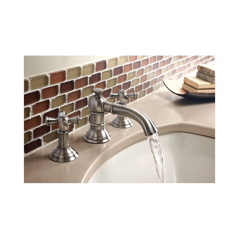 Aylesbury Widespread Bathroom Faucet with Drain Assembly, Midnight Chrome