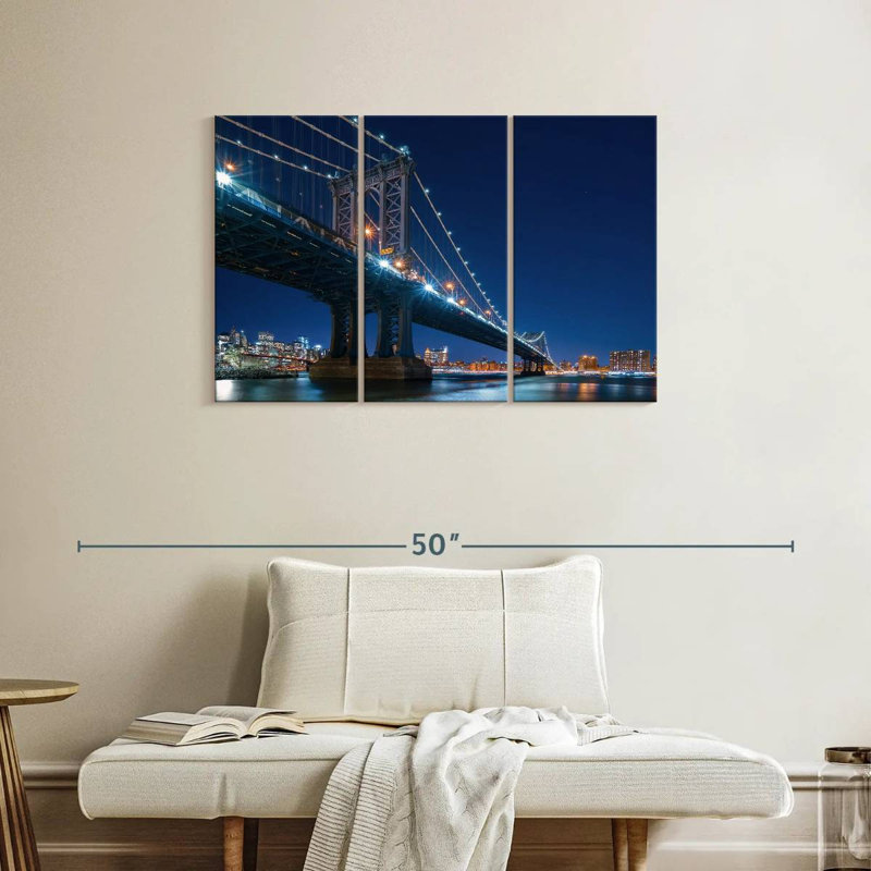 Lilie NYC Bridge At Night, H 24 po x l 38 po