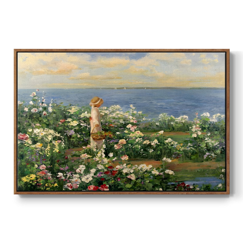 Paysage rétro - DLxxx, Toile encadrée noyer flottant, H 27 po x l 41 po x P 2 po