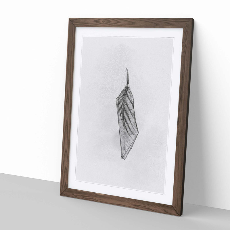 Lone Leaf in Abstract - Picture Frame Graphic Art Print, Walnut, 76cm H x 50cm W x 2cm D