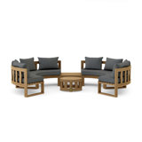 Circular Modular Outdoor 6 - Piece Teak Conversation Set