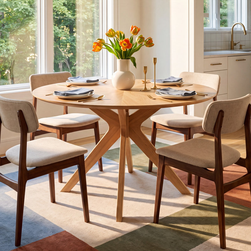 Fenway 47" Wood Dining Table, Natural Top/Natural Base