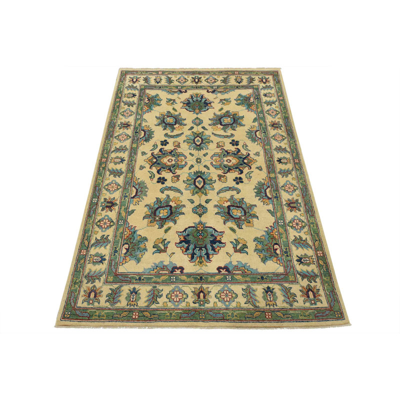 Tapis beige nouvel âge en laine 4 pi 10 po x 6 pi 10 po Mykaila