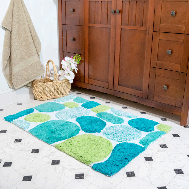 Gallager Cotton Blend Non-Slip Bath Rug, Pool Blue
