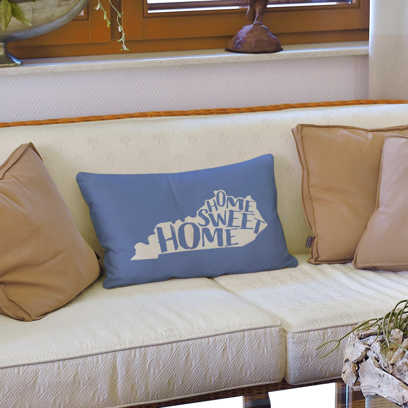 Housse de coussin Home Sweet Massachusetts, Kentucky, Bleu, Simili suède