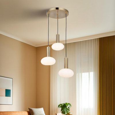 Antique Lacquer Chandelier with Metal Body, Adjustable Height 11.8 to 50.0 inches | Ø7.5 inches Glass Cap, Base Plate 13.8 x 13.8 x 1.2 inches | 3 x E27 Max 40W Sockets (Bulbs Not Included) | Elegant Lighting for Home Decor